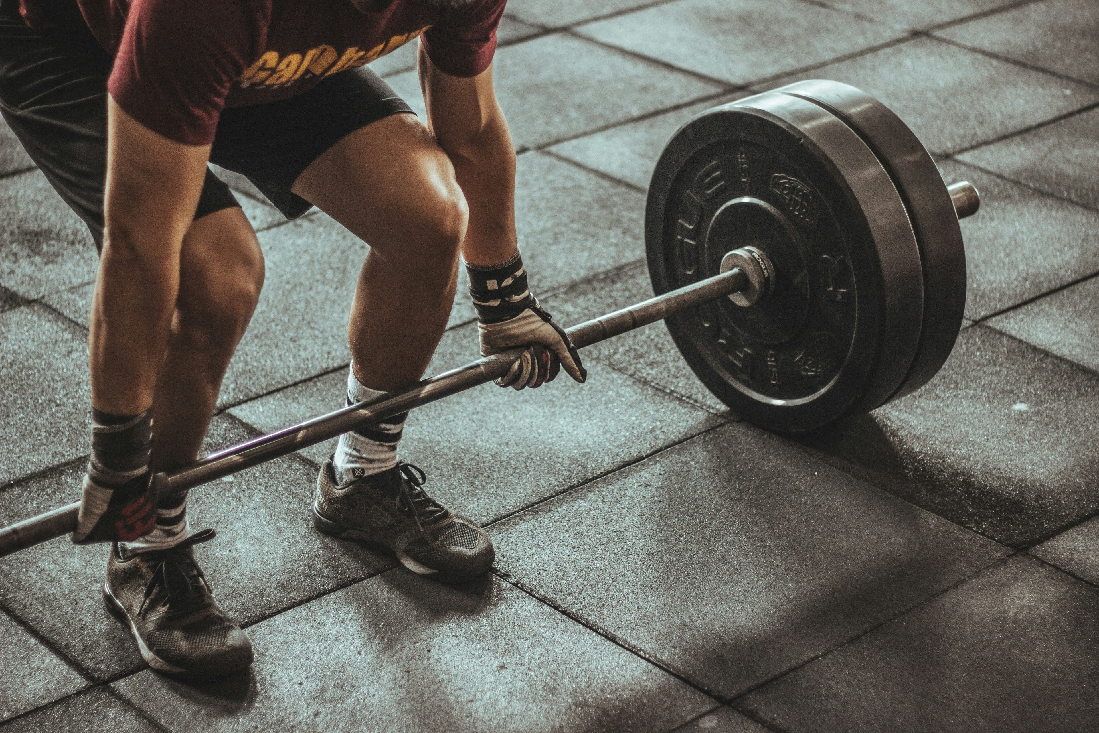 An athlete strength training