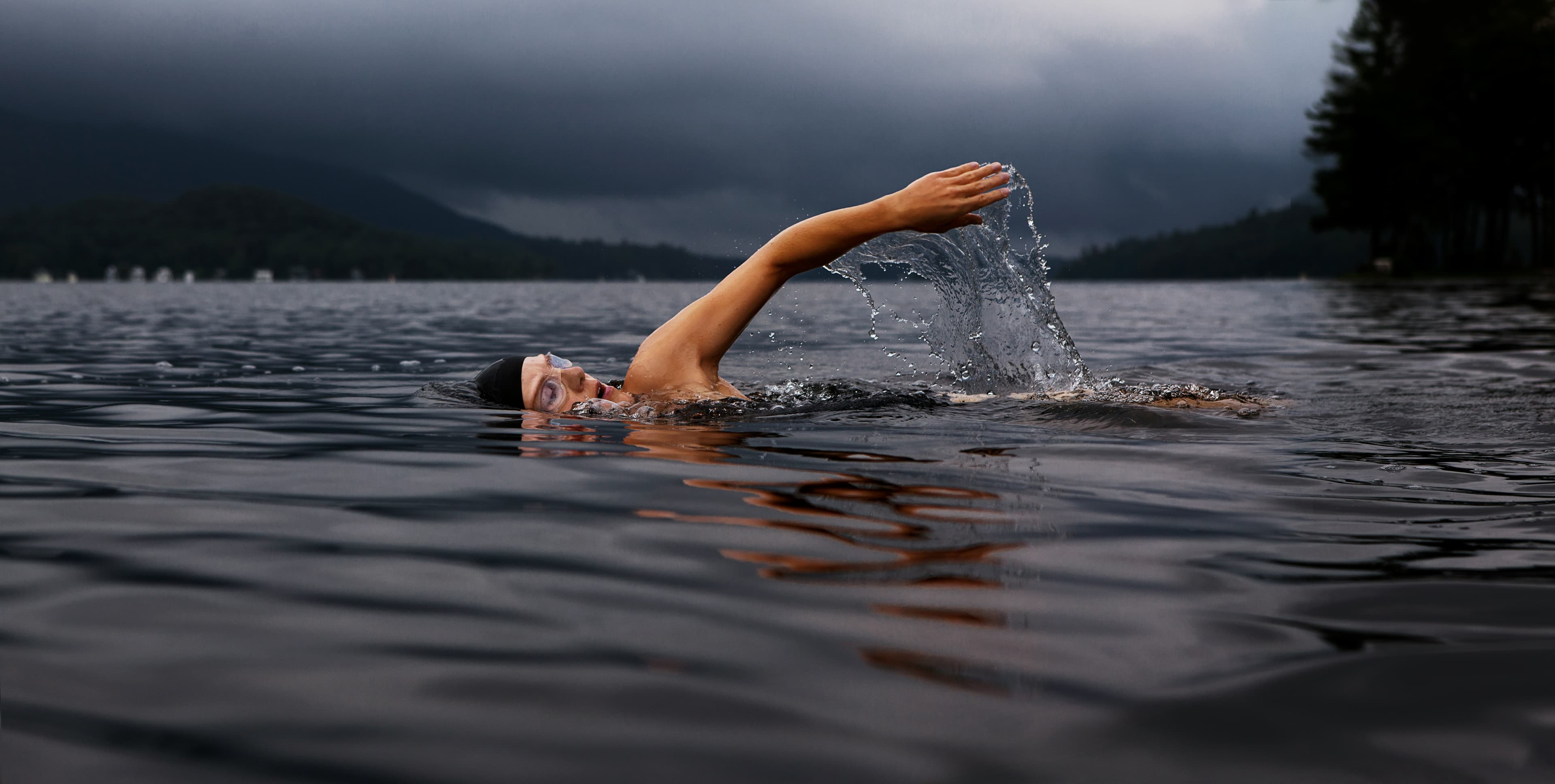 A swimmer in open water