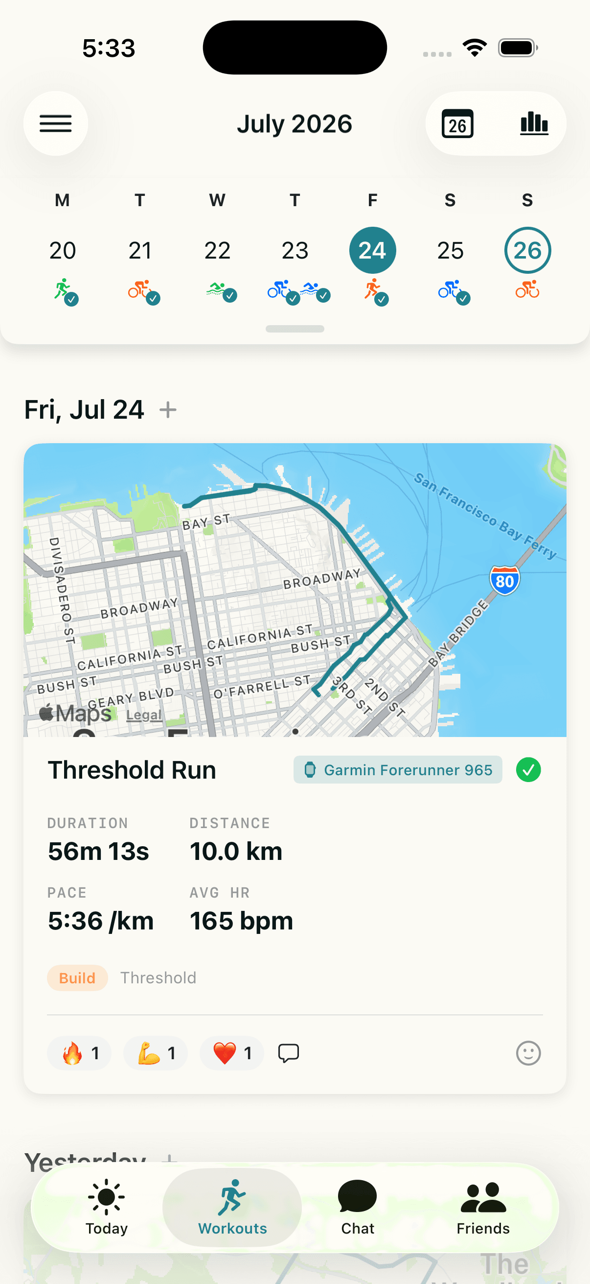 A completed run in Vaast with route map and stats